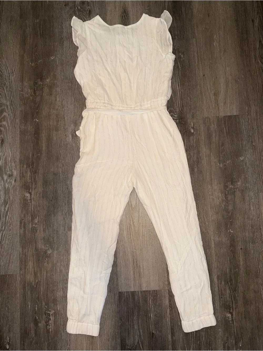 Justice Cream Textured Tie-Waist Jumpsuit
